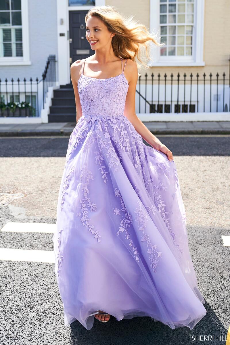 Sherri Hill Lace Ball Gown Dress 53116