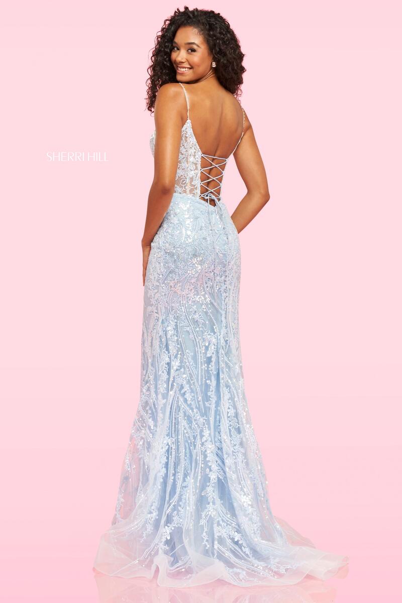 sherri hill corset lace up dress V Neckline Beaded Dress 57670