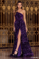 Sherri Hill One Shoulder A-line Sequin Dress 55092