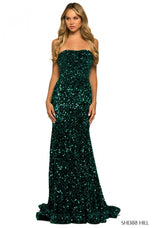 Sherri Hill Strapless Velvet Sequin Dress 55389