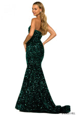 Sherri Hill Strapless Velvet Sequin Dress 55389