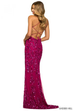 Sherri Hill Lace-Up Back Sequined Dress 55406