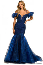 Sherri Hill Mermaid Beaded Organza Gown 55422