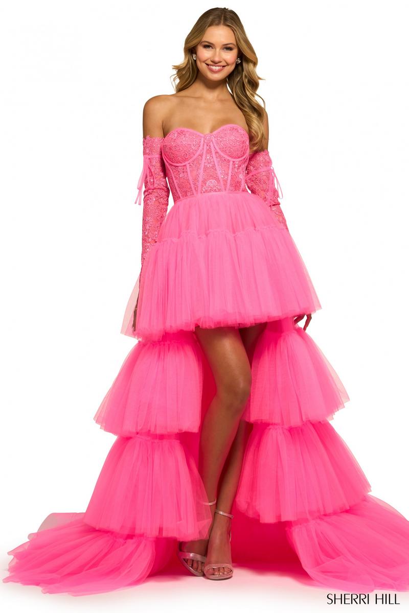 Sherri Hill Strapless Corset Lace Dress 55453