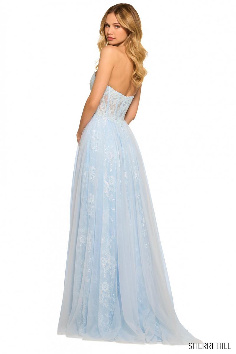 Sherri Hill Strapless Sequin Lace Dress 55489