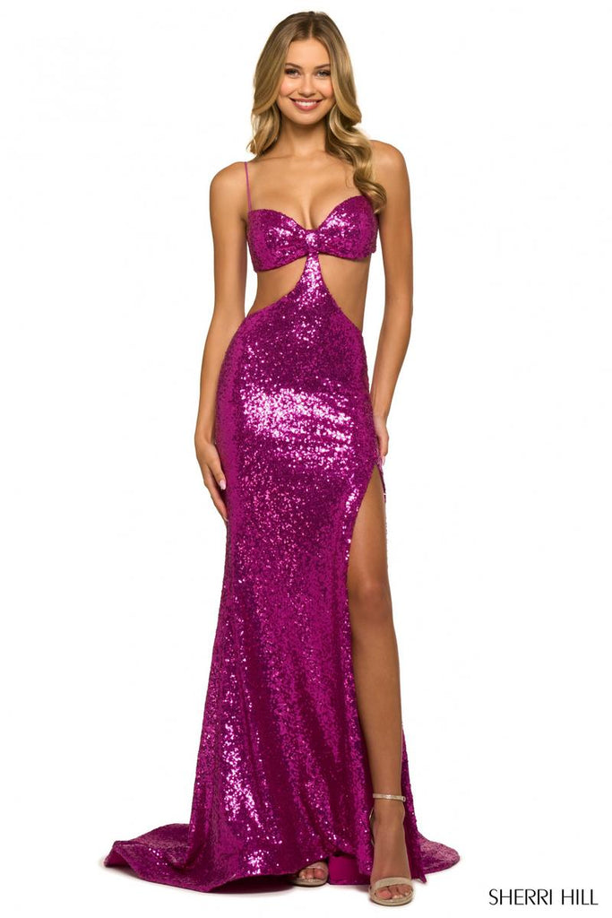 Sherri Hill Sequin Cut Out Prom Dress 55499