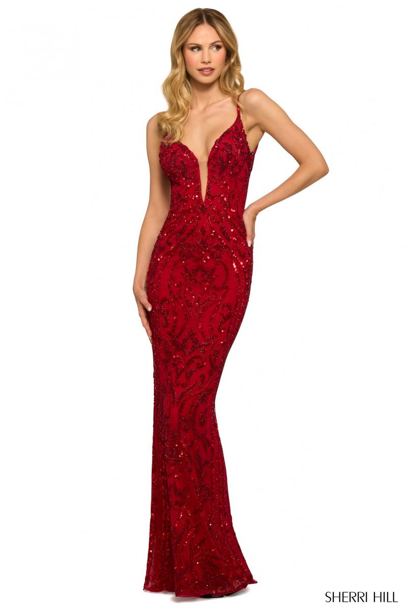 Sherri Hill Sequin V-Neck Prom Dress 55513