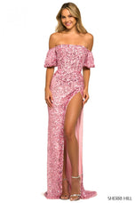 Sherri Hill Off-Shoulder Sequin Dress 55516