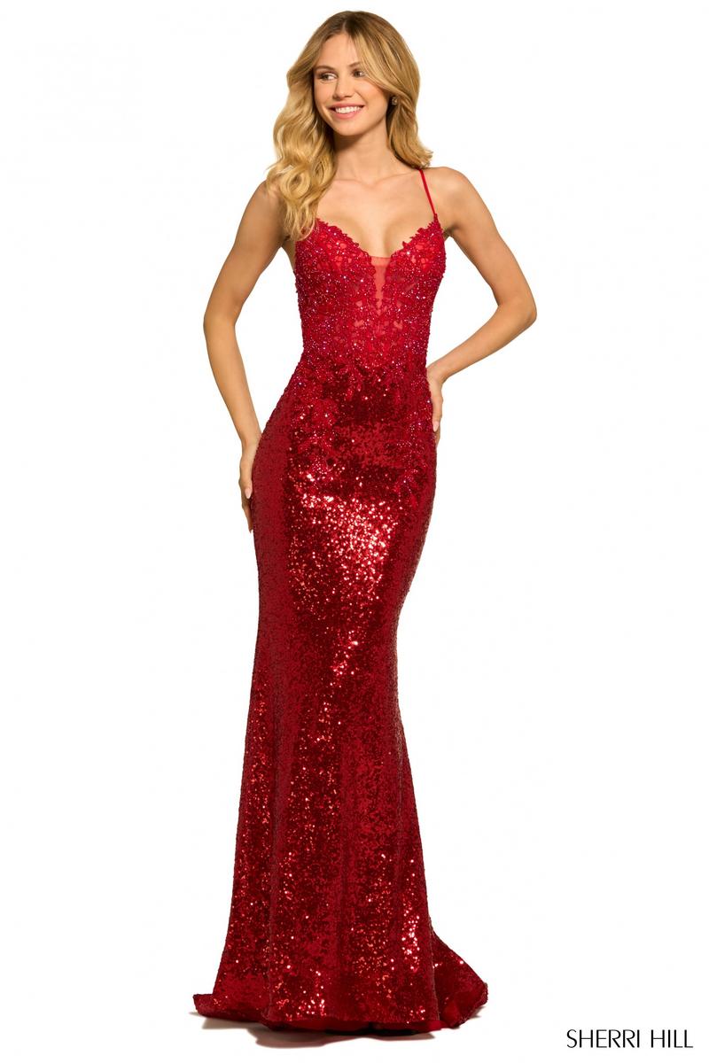 Sherri Hill Sequin Lace-up Dress 55524