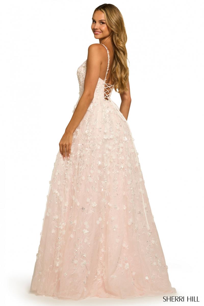 Sherri Hill 3D Floral Ball Gown Dress 55529