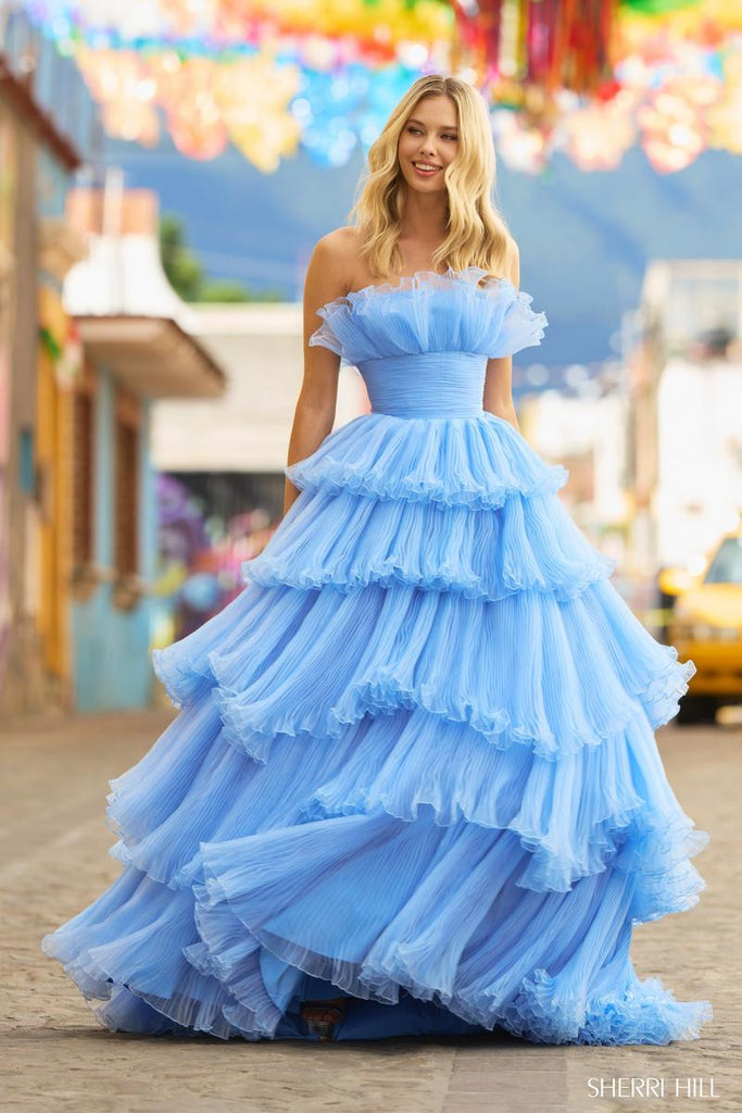Chic Ball Gown luxury Princess Long Prom Dress Strapless Peach Long Ev –  SELINADRESS
