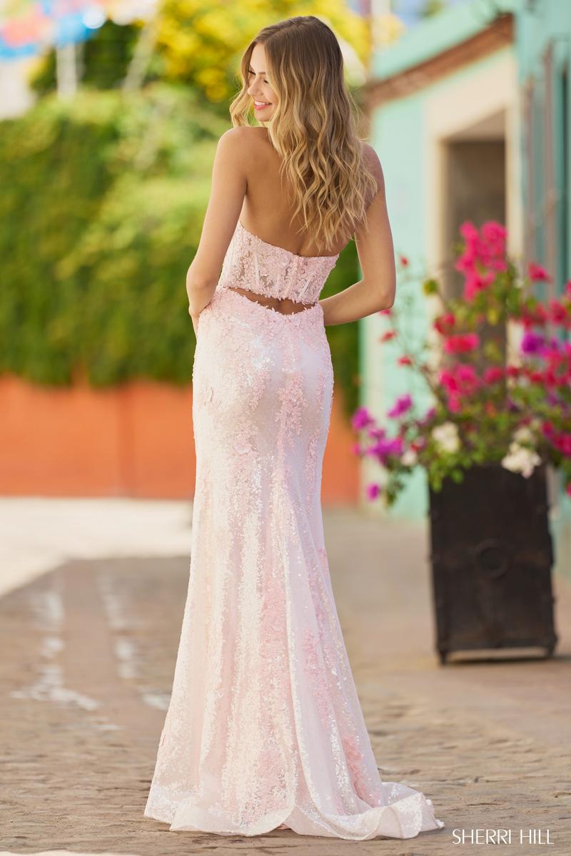 Sherri Hill Long Sequin Strapless Prom Dress 55609