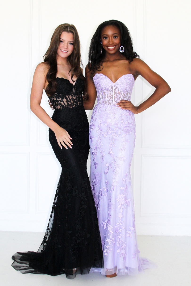 Sherri Hill Strapless Lace Dress 54227 Lilac / 2 Sherri Hill Strapless Lace Dress 54227 Lilac / 2