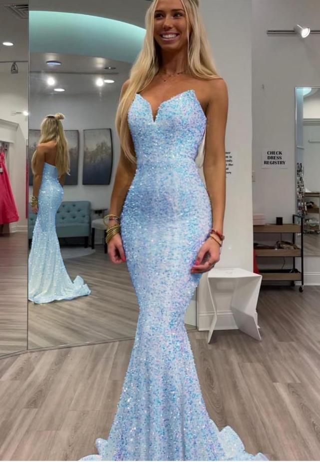 Portia and Scarlett Fit and Flare Prom Dress PS21208 Light Blue / 00 Portia and Scarlett Fit and Flare Prom Dress PS21208 Light Blue / 00